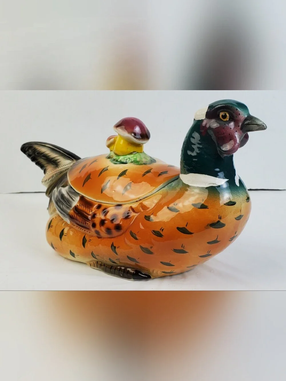 Morikin Japan VTG MCM Pheasant Tureen Cookie Biscuit Figure Jar SEE PHOTOS - GUC